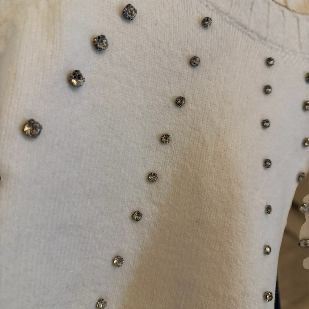Ellen Tracy Ivory Sweater with Metallic Details - Picture 10 of 11